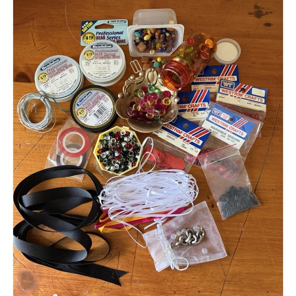 Jewelry Making Supplies Lot Beads Sequins Wire Findings Craft Bundle Mixed